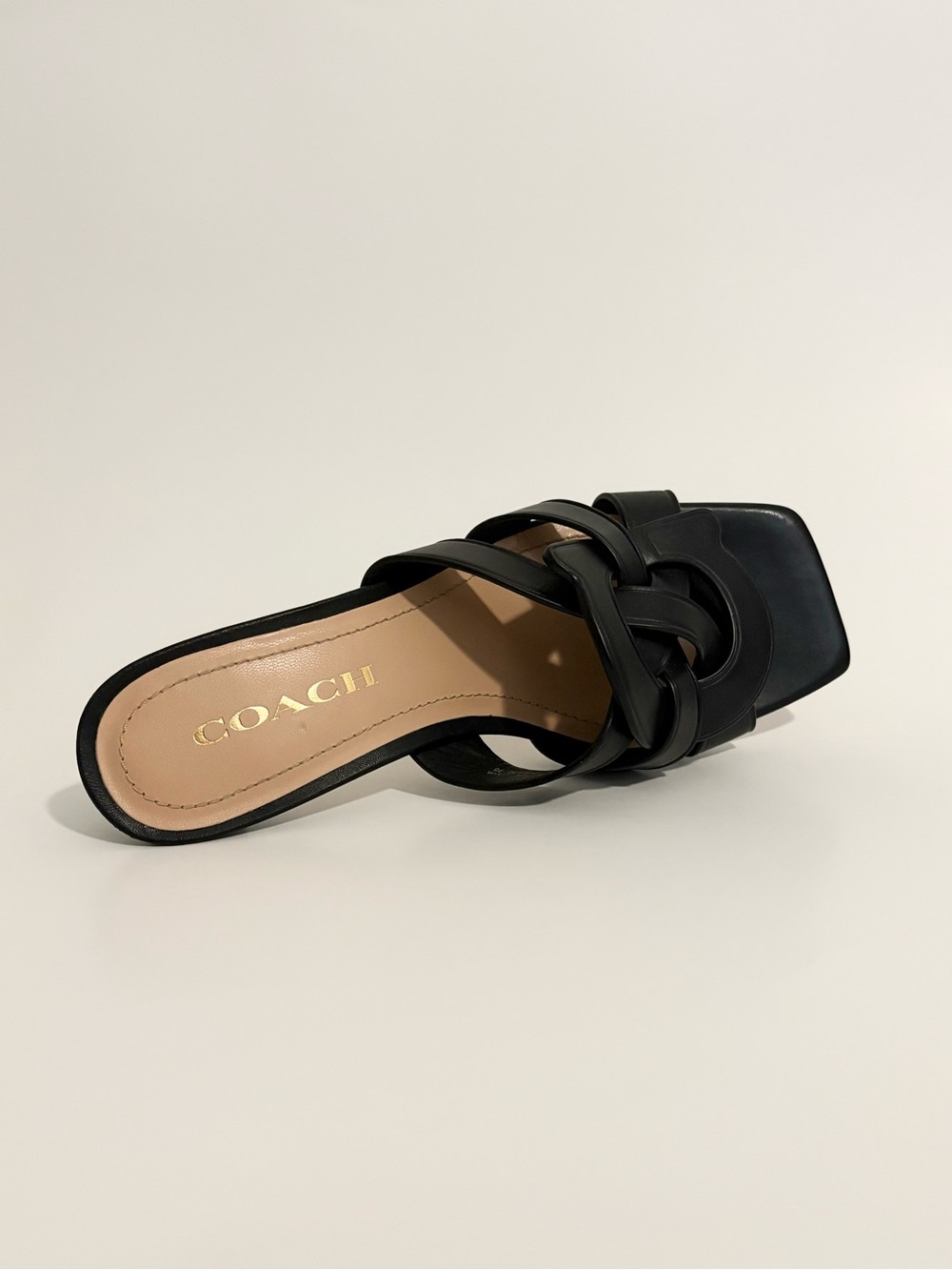 COACH - Black Leather Knotted Slide Heel - Women's Sandals - Picture 8 of 14